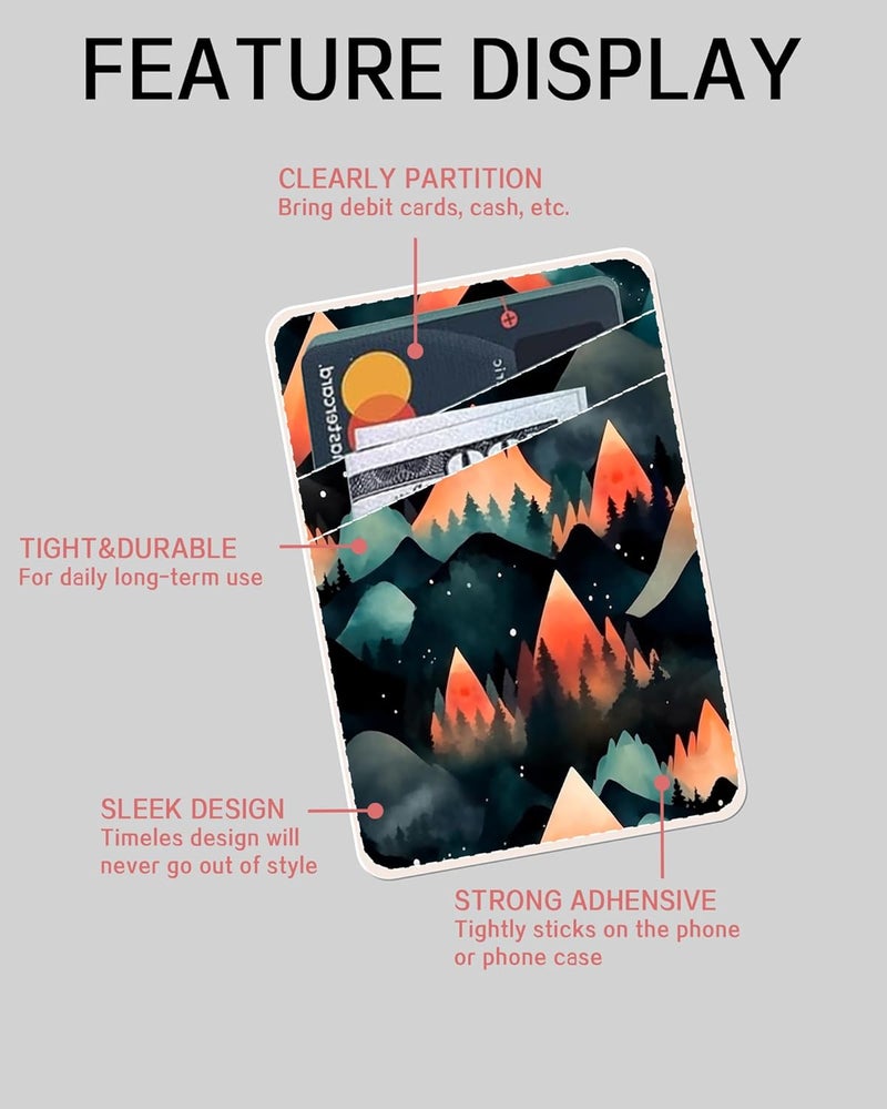 AOHRO Dual Pocket Leather Phone Wallet Adhesive Stick On, Cute Card Holder, Credit Card Holder Compatible with Most Phones - Image 5